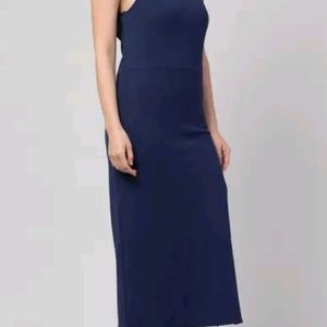 Halter Neck Navy Blue Maxi Dress