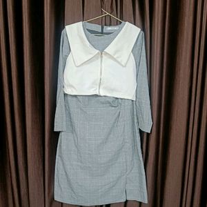 MANGO Stylish Dress With White  Collar Cover Up