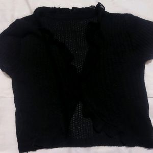 Pinterest Y2K Black mesh crop top shrug