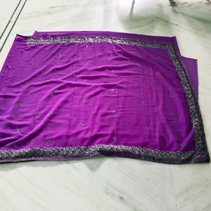 New 🆕 Purple Saree With Black Sequence Work