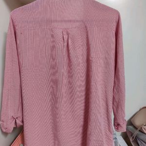 Baby Pink Promod Shirt. Vertical Stripes.