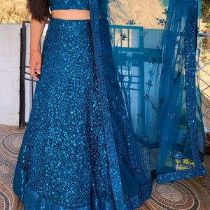 Party Wear Sequence Lehnga-Teal