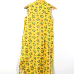 Global Desi Yellow Floral Printed Kurti