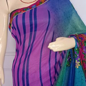 New Multicolored Saree With Blouse Pc