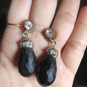 Black Drops With Zirconia Stones