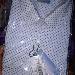 White Shirt With Blue Print