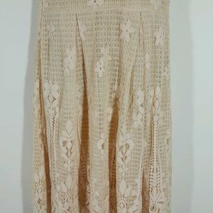 Cream Lace Partywear Dress For Women's