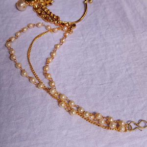 Lalso Jewellery Pearl Chain Nosepin