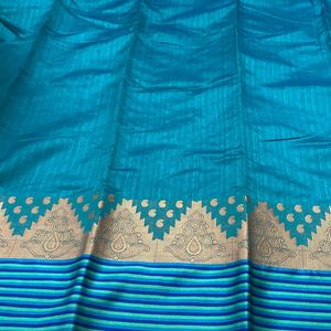 New Peacock Blue Saree For Grabs