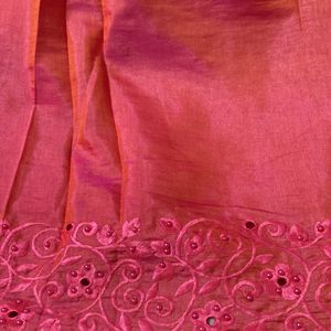 New Double Shaded Pink Saree With Cut Works