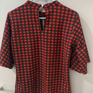 Woman’s Black N Red Checkered Top