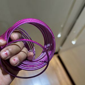 2/10 Magenta Sparkle Metal Bangles 24 Pcs