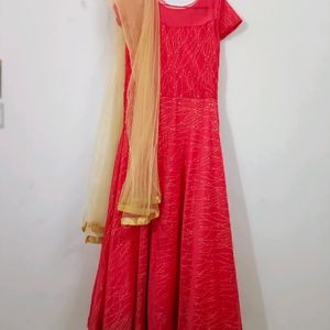 Coral Pink Party Wear Gown