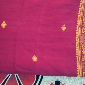 Red Saree With Golden Border