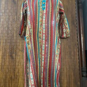 Blue Color Cotton Printed Kurta