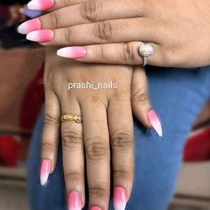 Pink And White Ombre Press On Nails (036)