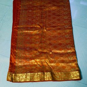 Orange Colour Pure Kanchipattu Saree