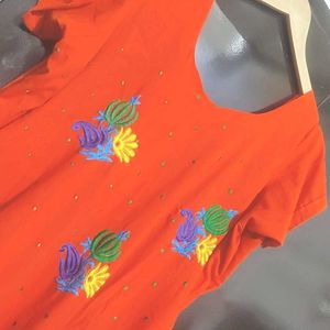 Coral Kurta & Salwar Without Dupatta For 42 Bust