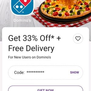 Domino's Get 33% Off* + Free Delivery