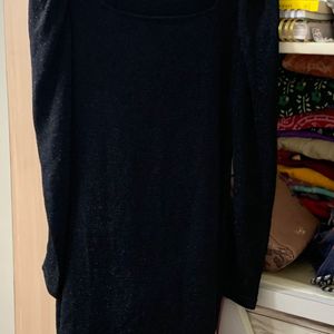 H&M Shimmer Knee Length Black Dress