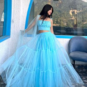 Net Lehenga With Milkmaid Strapy Choli