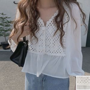 Korean Chiffon Crochet Top