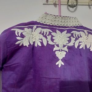 Beutiful Purple Cotton Silk Kurti