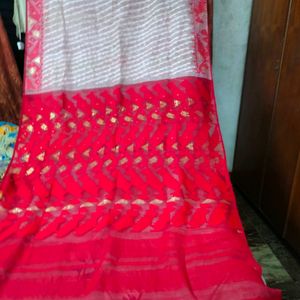 Red And Cream Nice Saree.