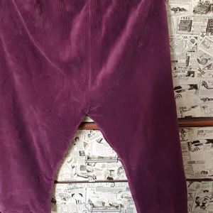 Women Wool Dark Purple Side Pockets Pyjama