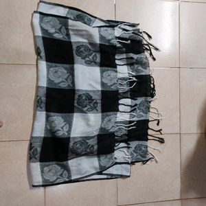 Black And White Block Rose Scarf