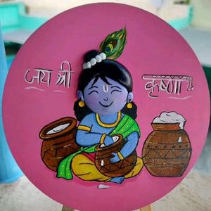 Krishna Realistic Clay Painting With Stand