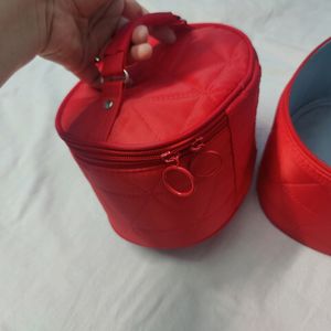 Set Of Two Red Coloured Makeup Box