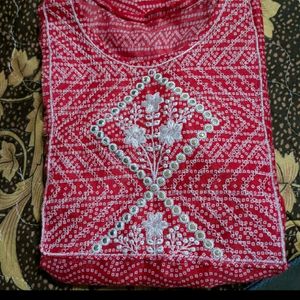 Aesthetic Red Kurti For College