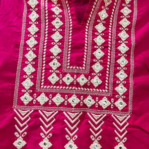 Pink Kurti With Embroidery Detailing