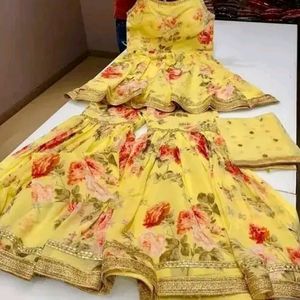 Yellow Shrara Set For Women