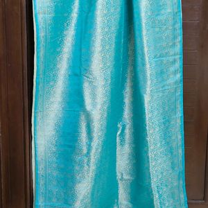 Festive Women Blue Art Silk Zari Embroidered Saree