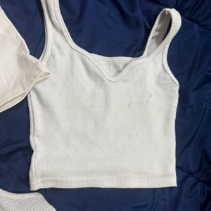 3 White Crop Top