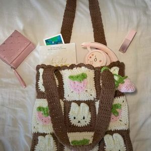 Crochet Miffy Strawberry Tote Bag