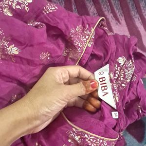 Biba Magenta Silk Kurta