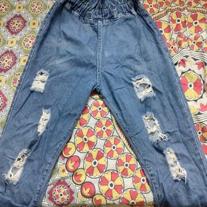 High Waist Denim Ripped Jeans