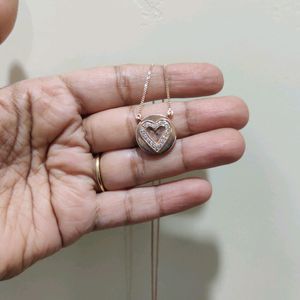 92.5 Silver Rose Gold Heart With CZs