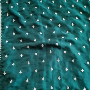 Fancy Saree With Stitch Blouse