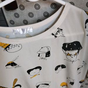 White Tshirt With Cartoon Print