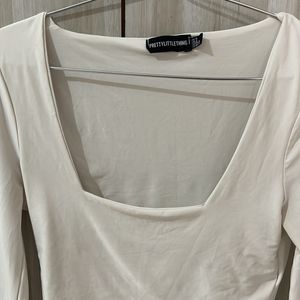 White square neck top