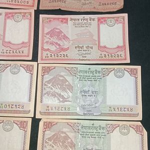 Old Nepali Currency-10rs & 5rs Note (Set Of 8)