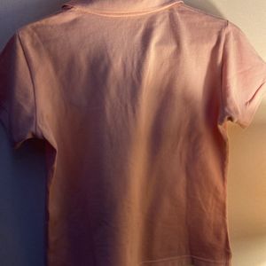 Pink Polo Collar T Shirt