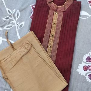 Maroon Chola With Golden Pant