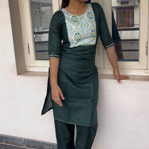 Dark Green Kurtha Set