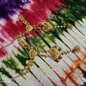 Golden Ring Bracelet/ Hathphool Pack Of 2 ForWomen