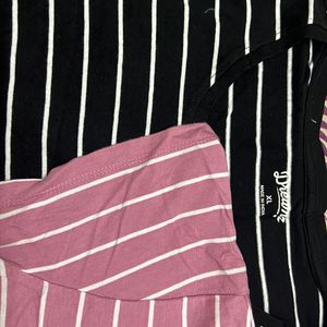 BLACK AND PINK STRIPES TSHIRT COMBO